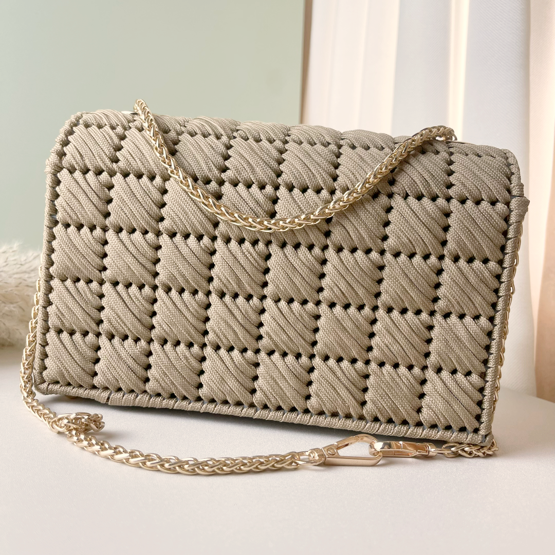 Handmade cord woven handbag CW-Beige