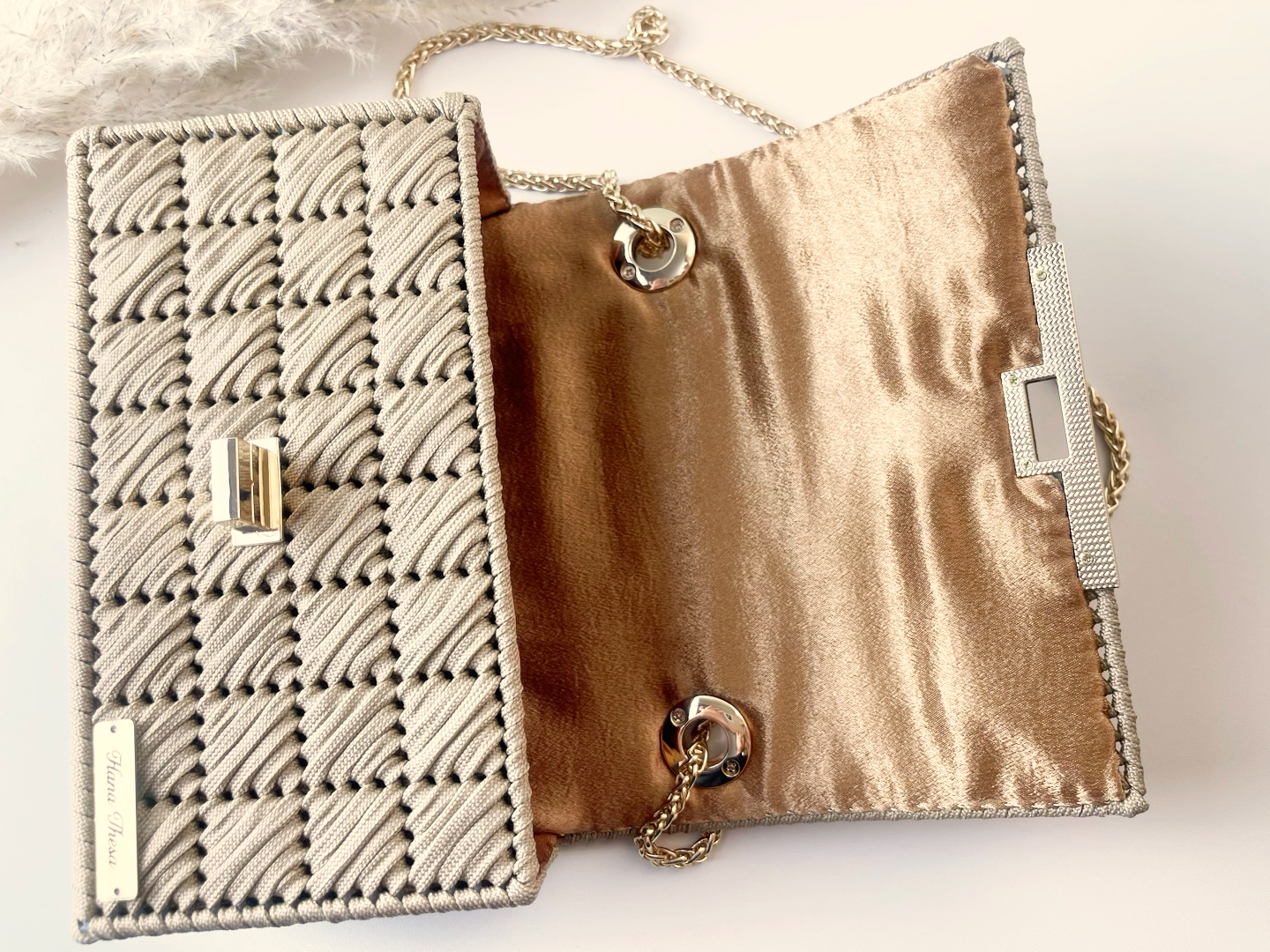 Handmade cord woven handbag CW-Beige