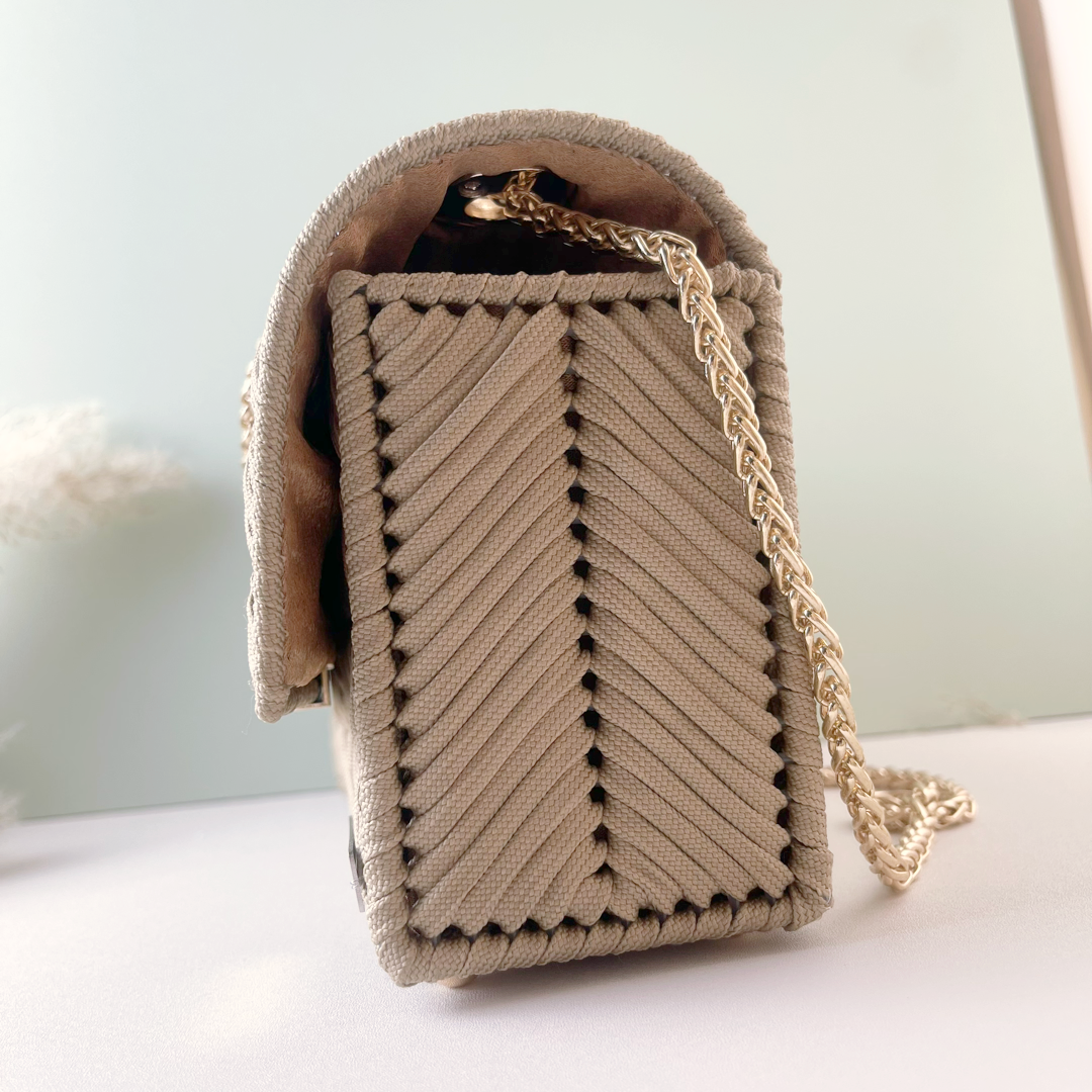 Handmade cord woven handbag CW-Beige