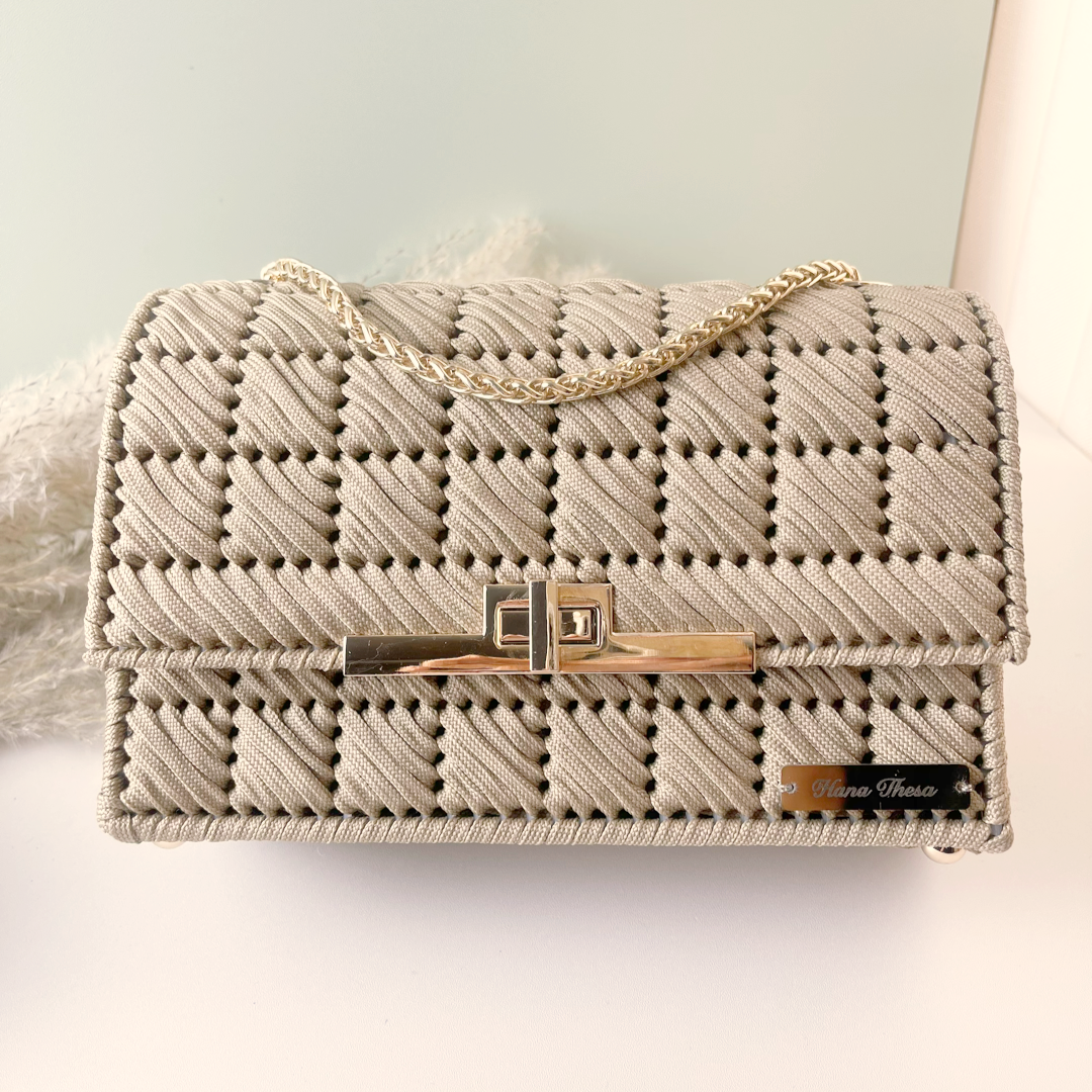 Handmade cord woven handbag CW-Beige