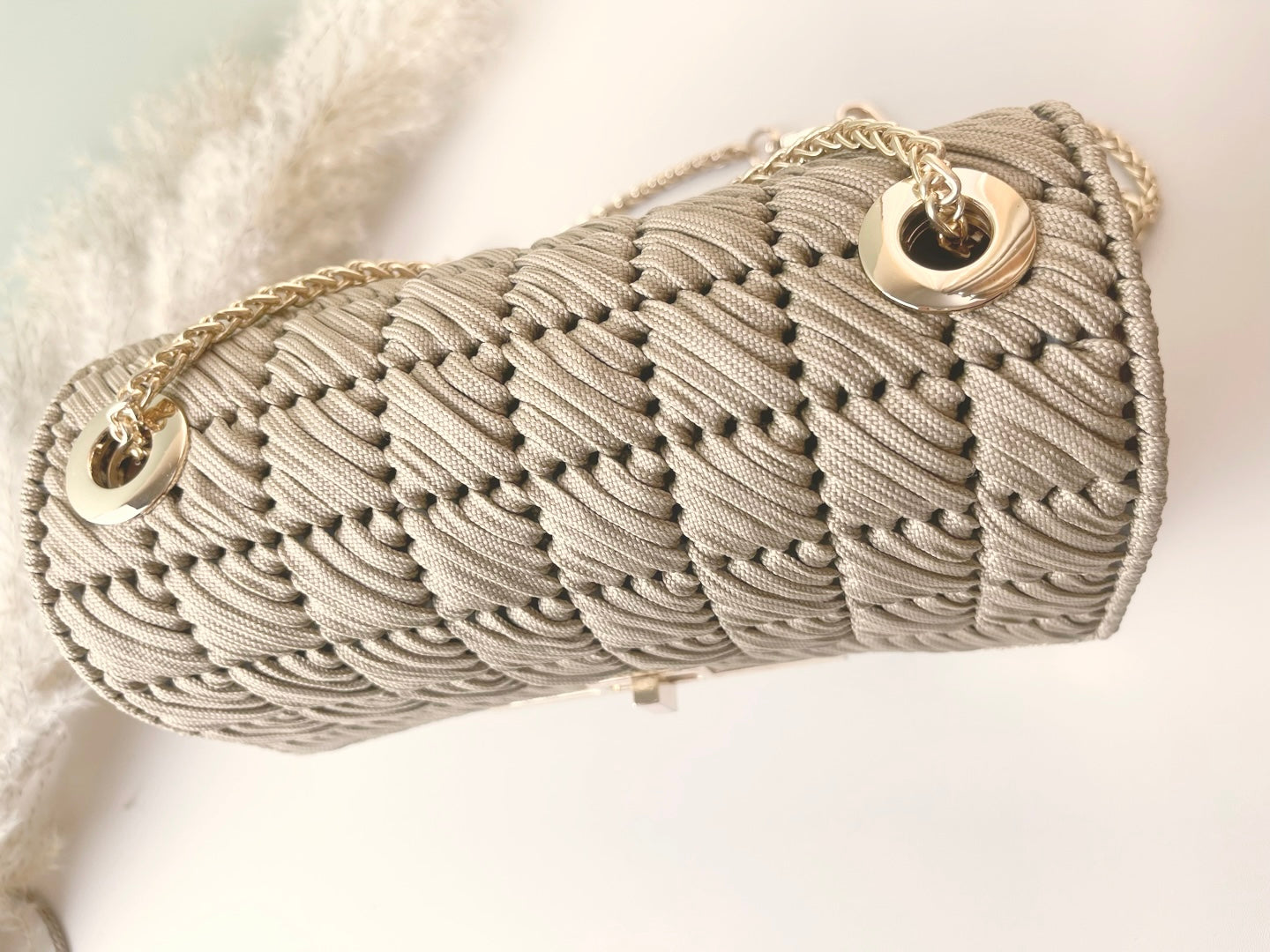 Handmade cord woven handbag CW-Beige