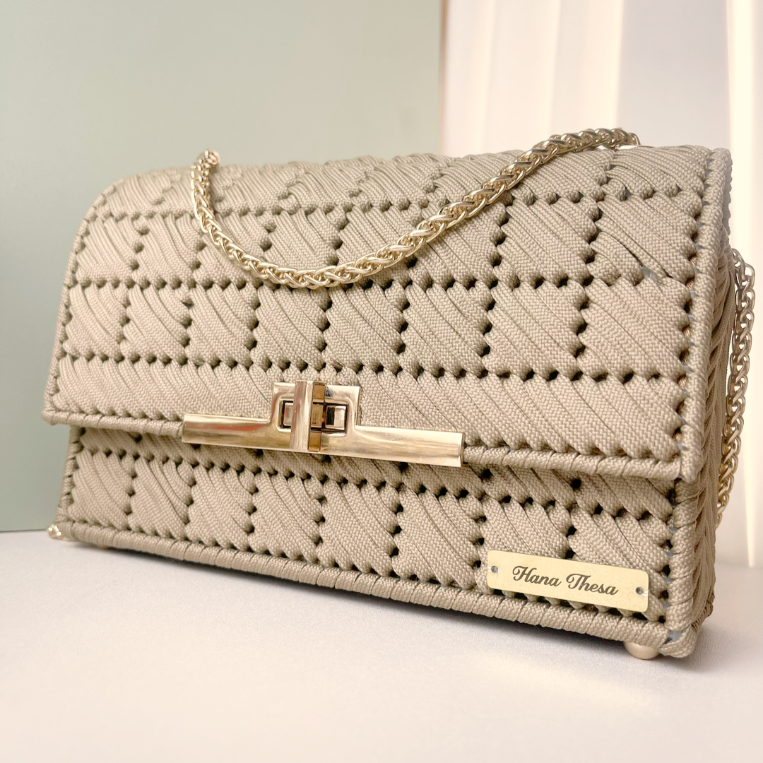 Handmade cord woven handbag CW-Beige